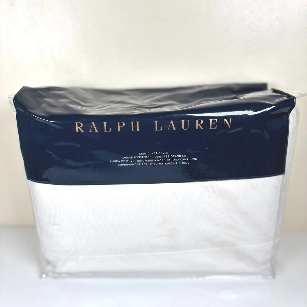Ralph Lauren Hayden Park Row King Duvet Cover Cream Geometric Neutral Luxury NEW